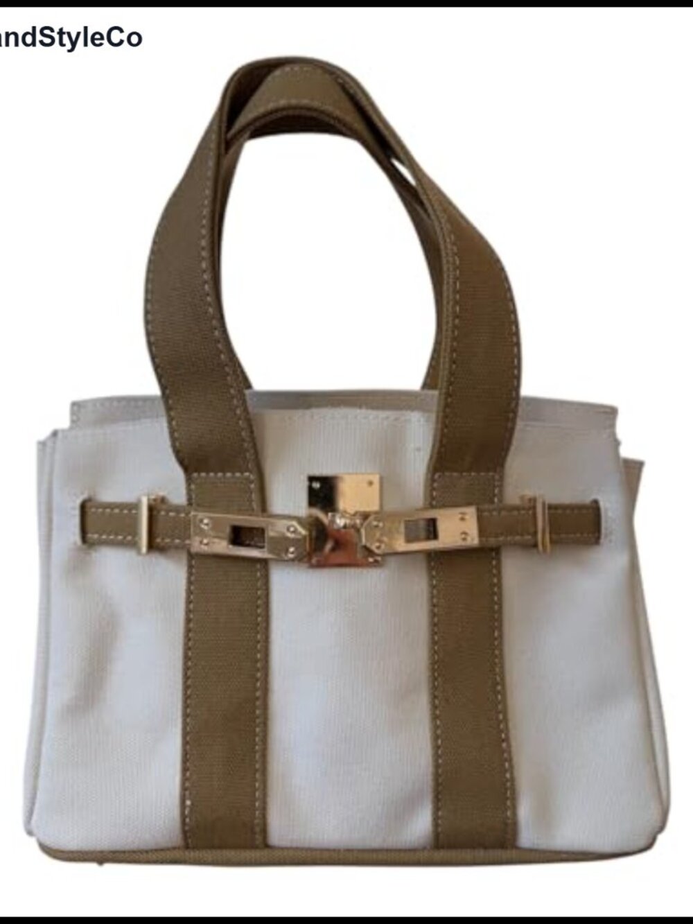 Canvas Mini Tote Bag with 8 Pockets Distressed Finish Durable Gold Hardware